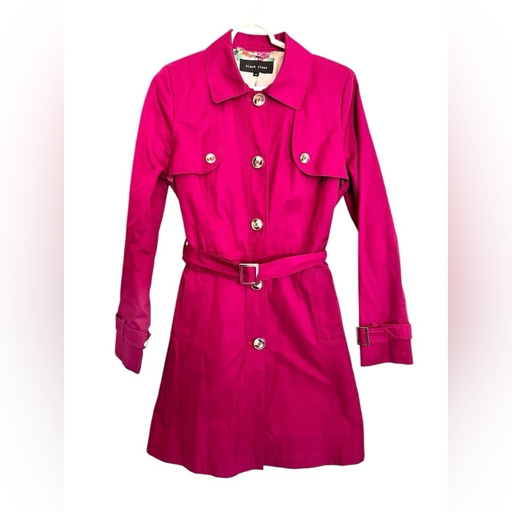 Black Rivet Deep Berry Trench Coat Jacket Women’s Size Medium